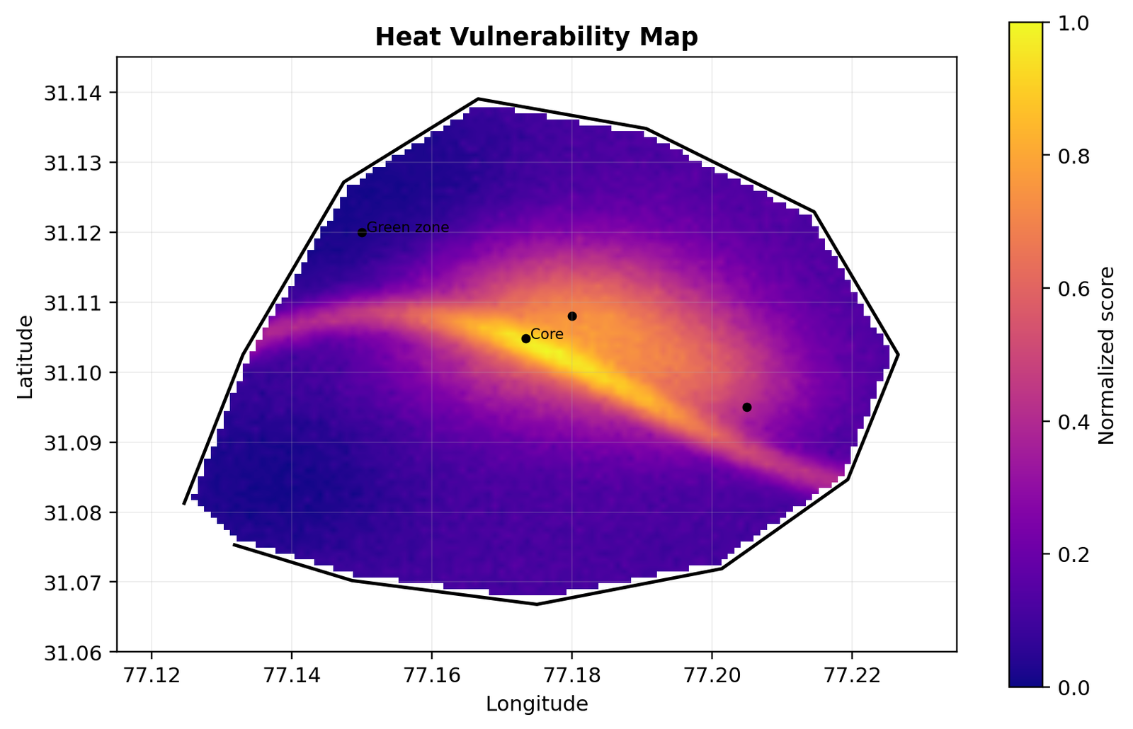 Heat vulnerability map