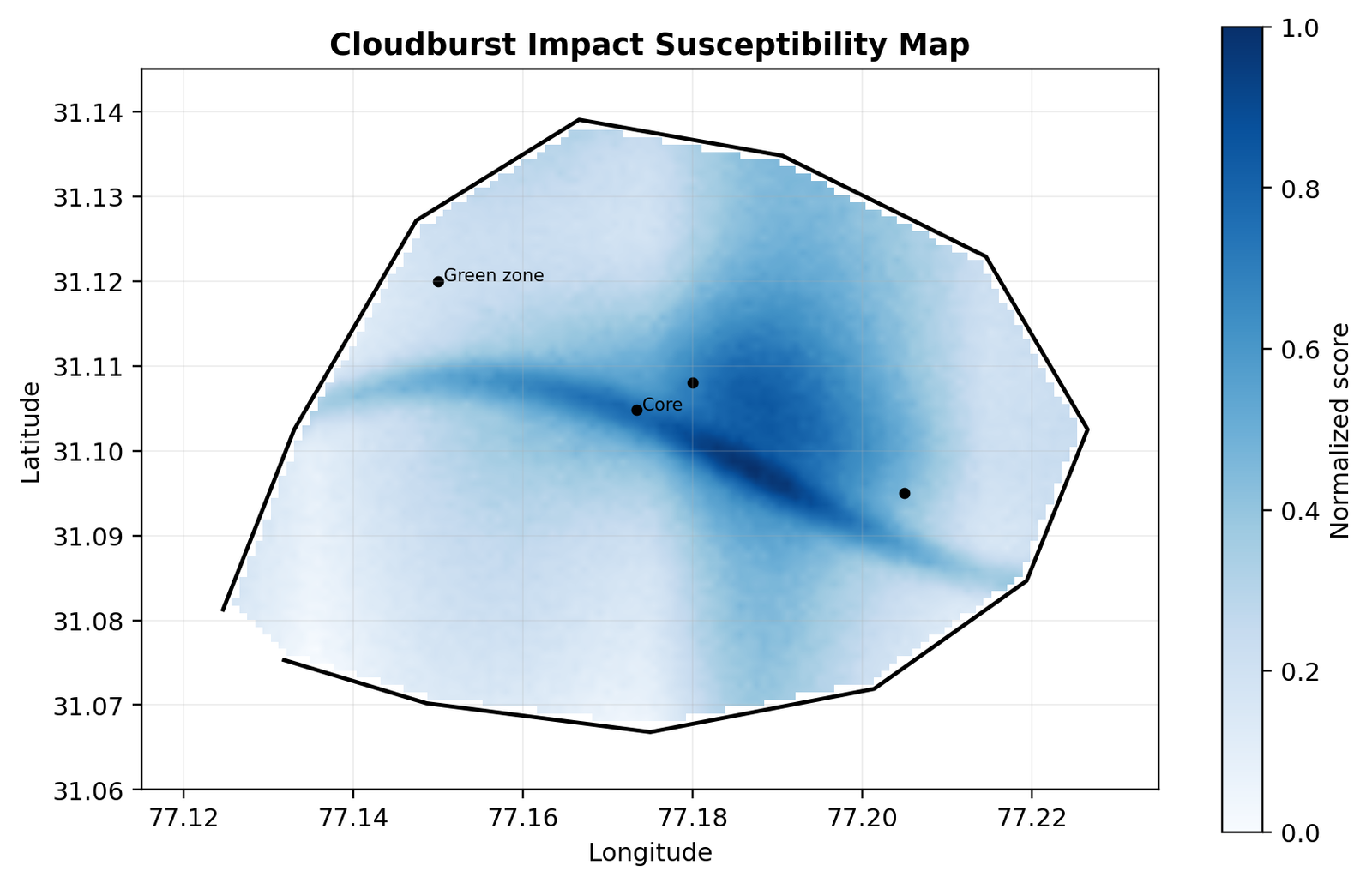 Cloudburst susceptibility map
